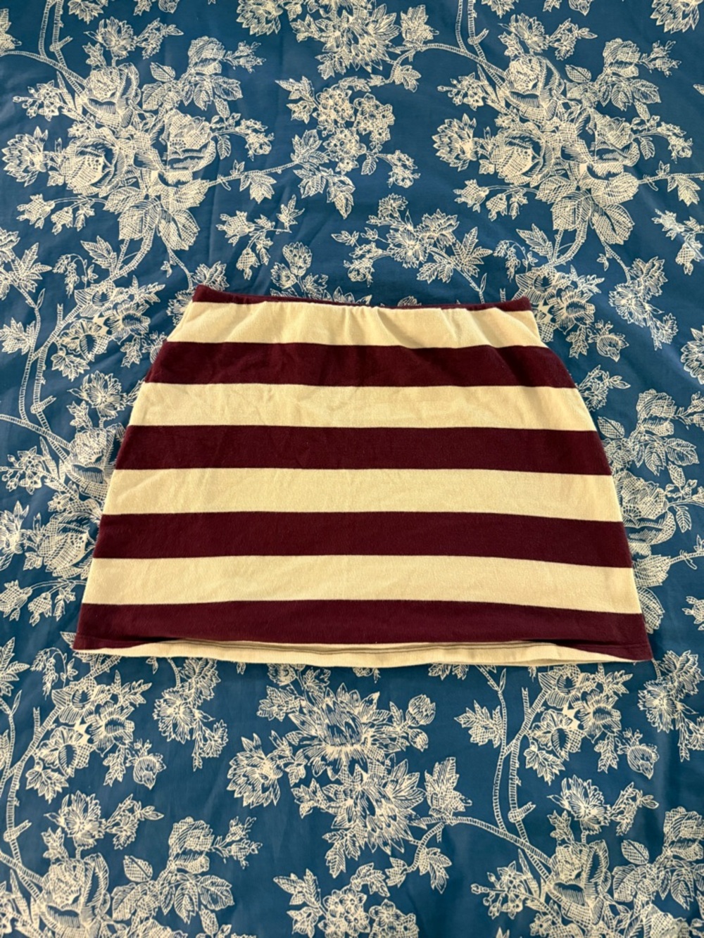 PINK Victoria's Secret Burgundy and Cream Striped Mini Skirt